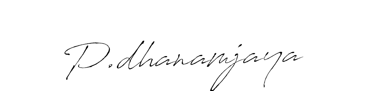 How to make P.dhanamjaya name signature. Use Antro_Vectra style for creating short signs online. This is the latest handwritten sign. P.dhanamjaya signature style 6 images and pictures png