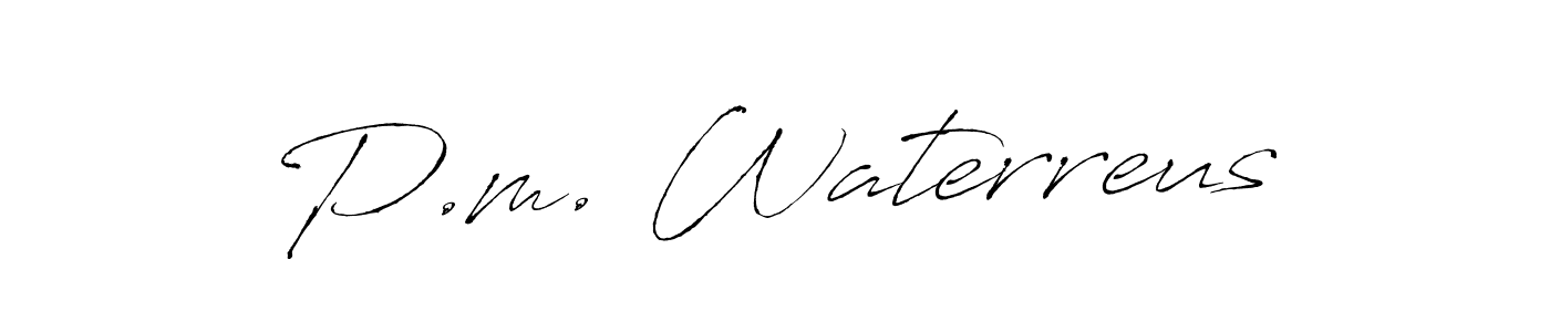 P.m. Waterreus stylish signature style. Best Handwritten Sign (Antro_Vectra) for my name. Handwritten Signature Collection Ideas for my name P.m. Waterreus. P.m. Waterreus signature style 6 images and pictures png