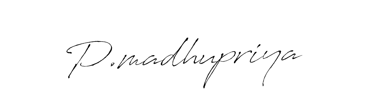 Use a signature maker to create a handwritten signature online. With this signature software, you can design (Antro_Vectra) your own signature for name P.madhupriya. P.madhupriya signature style 6 images and pictures png