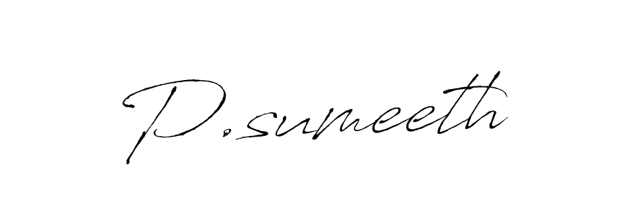 How to make P.sumeeth name signature. Use Antro_Vectra style for creating short signs online. This is the latest handwritten sign. P.sumeeth signature style 6 images and pictures png