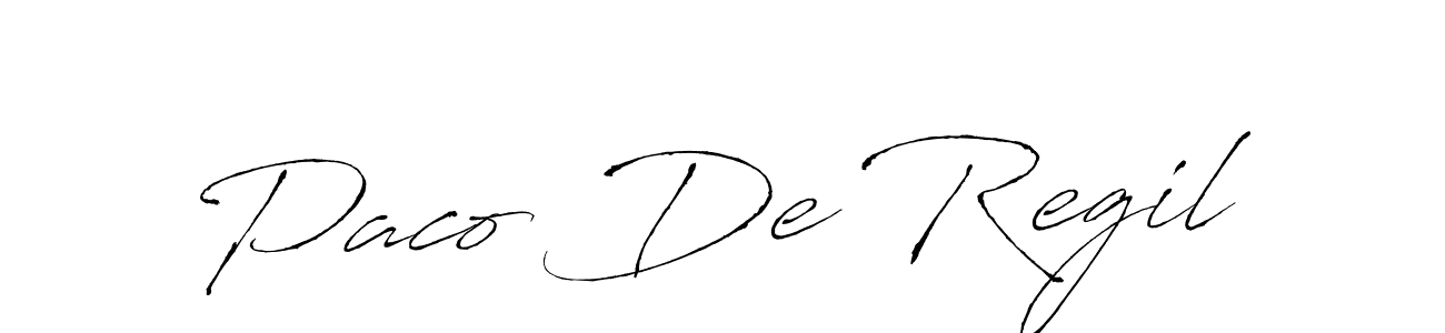 Make a beautiful signature design for name Paco De Regil. With this signature (Antro_Vectra) style, you can create a handwritten signature for free. Paco De Regil signature style 6 images and pictures png