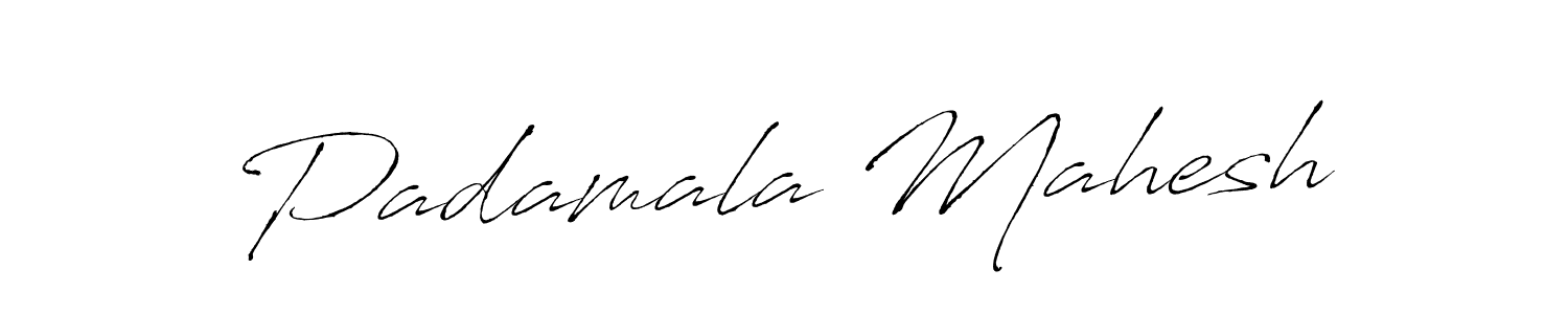 How to make Padamala Mahesh name signature. Use Antro_Vectra style for creating short signs online. This is the latest handwritten sign. Padamala Mahesh signature style 6 images and pictures png