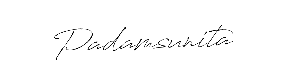 Use a signature maker to create a handwritten signature online. With this signature software, you can design (Antro_Vectra) your own signature for name Padamsunita. Padamsunita signature style 6 images and pictures png