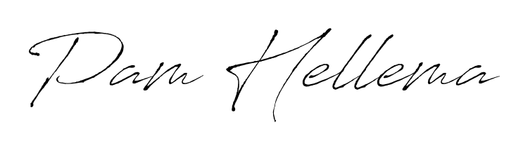 Transform the name Pam Hellema into a signature masterpiece using Antro_Vectra font. Ideal for photographers, artists, and creators looking for watermarks. Pam Hellema signature style 6 images and pictures png