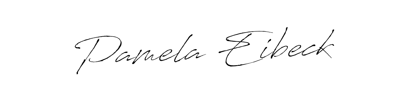 How to make Pamela Eibeck name signature. Use Antro_Vectra style for creating short signs online. This is the latest handwritten sign. Pamela Eibeck signature style 6 images and pictures png