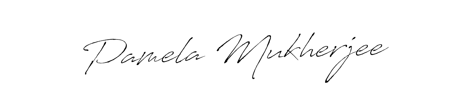 How to make Pamela Mukherjee name signature. Use Antro_Vectra style for creating short signs online. This is the latest handwritten sign. Pamela Mukherjee signature style 6 images and pictures png