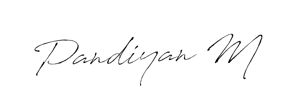 The best way (Antro_Vectra) to make a short signature is to pick only two or three words in your name. The name Pandiyan M include a total of six letters. For converting this name. Pandiyan M signature style 6 images and pictures png