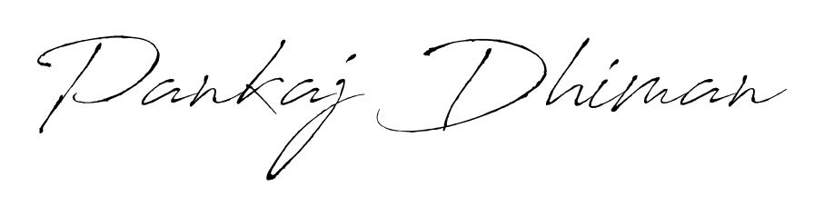 A stylish, flowing autograph style designed for name Pankaj Dhiman using Antro_Vectra typography. Perfect for digital creative projects. Pankaj Dhiman signature style 6 images and pictures png