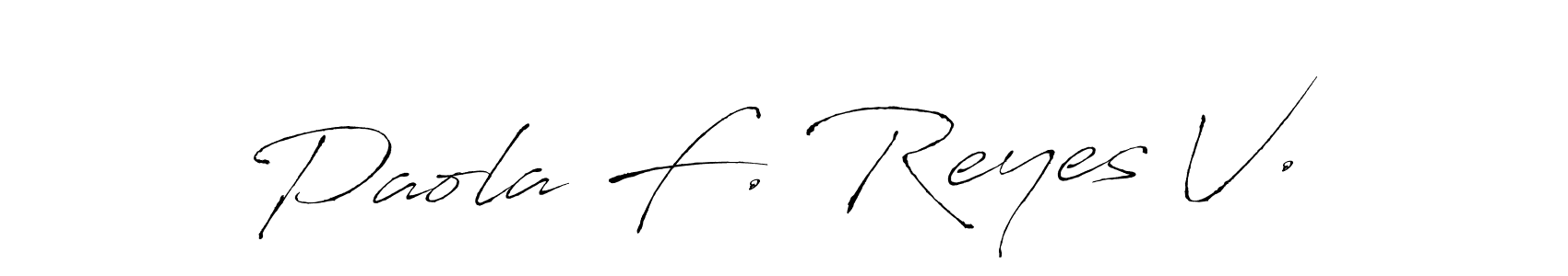 How to make Paola F. Reyes V. name signature. Use Antro_Vectra style for creating short signs online. This is the latest handwritten sign. Paola F. Reyes V. signature style 6 images and pictures png