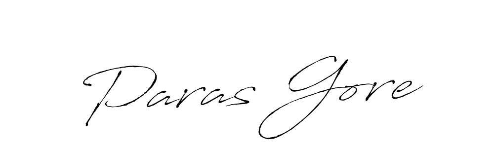 Make a beautiful signature design for name Paras Gore. With this signature (Antro_Vectra) style, you can create a handwritten signature for free. Paras Gore signature style 6 images and pictures png