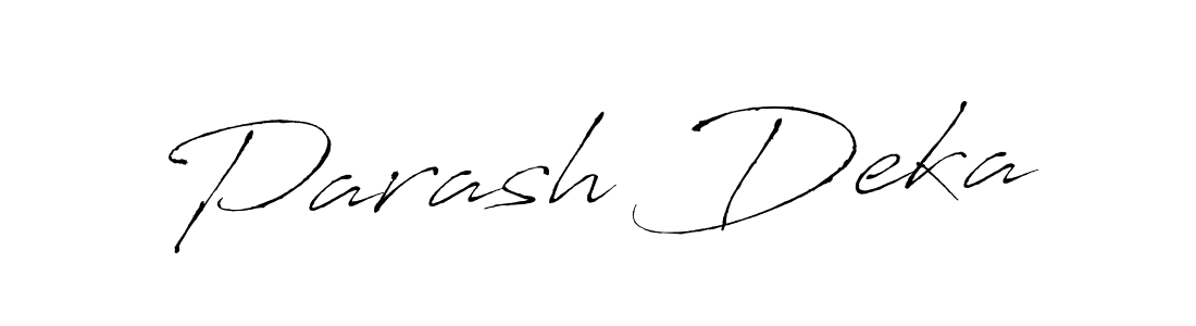 Design your own signature with our free online signature maker. With this signature software, you can create a handwritten (Antro_Vectra) signature for name Parash Deka. Parash Deka signature style 6 images and pictures png