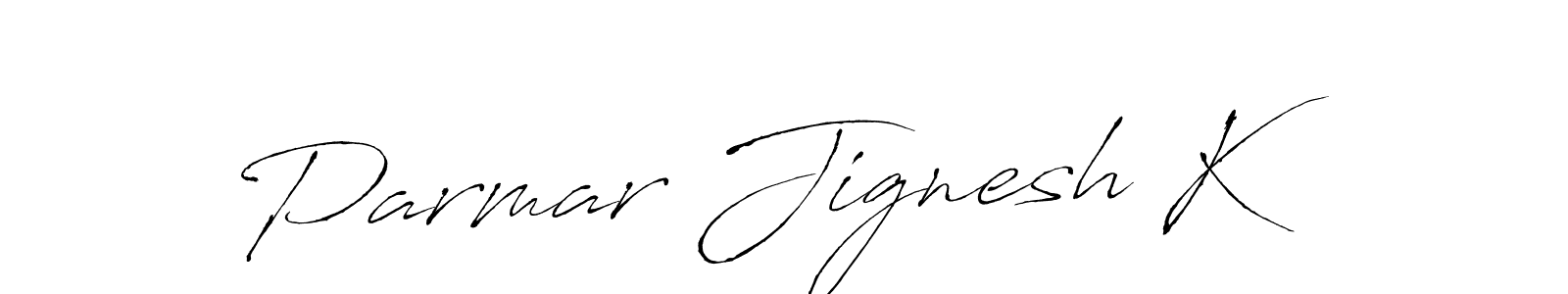 The best way (Antro_Vectra) to make a short signature is to pick only two or three words in your name. The name Parmar Jignesh K include a total of six letters. For converting this name. Parmar Jignesh K signature style 6 images and pictures png