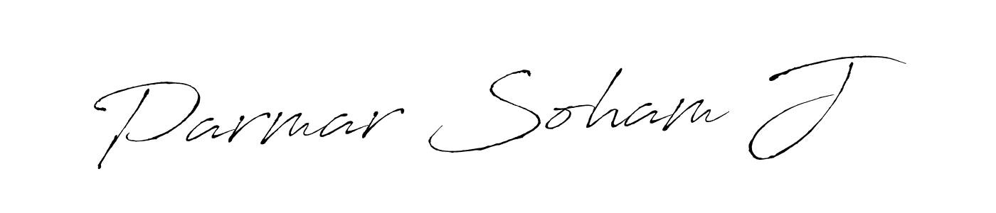 The best way (Antro_Vectra) to make a short signature is to pick only two or three words in your name. The name Parmar Soham J include a total of six letters. For converting this name. Parmar Soham J signature style 6 images and pictures png