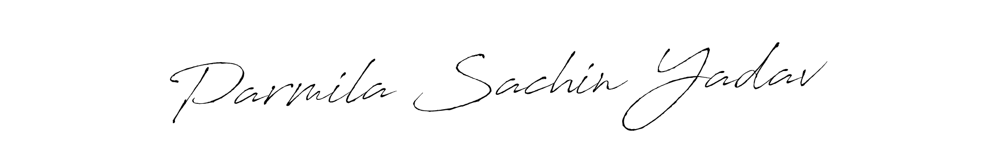 The best way (Antro_Vectra) to make a short signature is to pick only two or three words in your name. The name Parmila Sachin Yadav include a total of six letters. For converting this name. Parmila Sachin Yadav signature style 6 images and pictures png