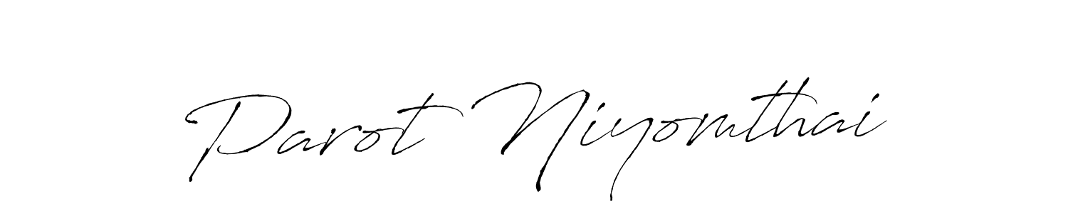 How to make Parot Niyomthai name signature. Use Antro_Vectra style for creating short signs online. This is the latest handwritten sign. Parot Niyomthai signature style 6 images and pictures png