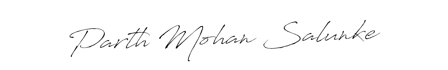 The best way (Antro_Vectra) to make a short signature is to pick only two or three words in your name. The name Parth Mohan Salunke include a total of six letters. For converting this name. Parth Mohan Salunke signature style 6 images and pictures png