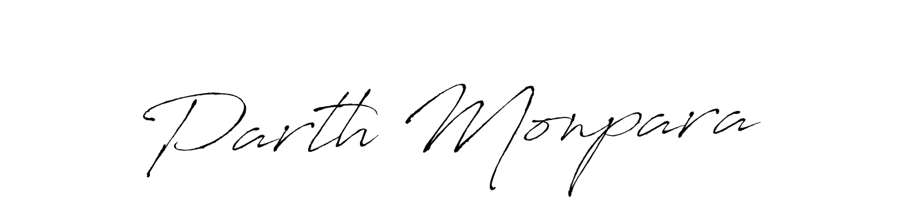 How to make Parth Monpara name signature. Use Antro_Vectra style for creating short signs online. This is the latest handwritten sign. Parth Monpara signature style 6 images and pictures png