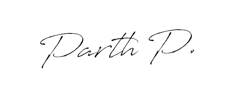 Similarly Antro_Vectra is the best handwritten signature design. Signature creator online .You can use it as an online autograph creator for name Parth P.. Parth P. signature style 6 images and pictures png