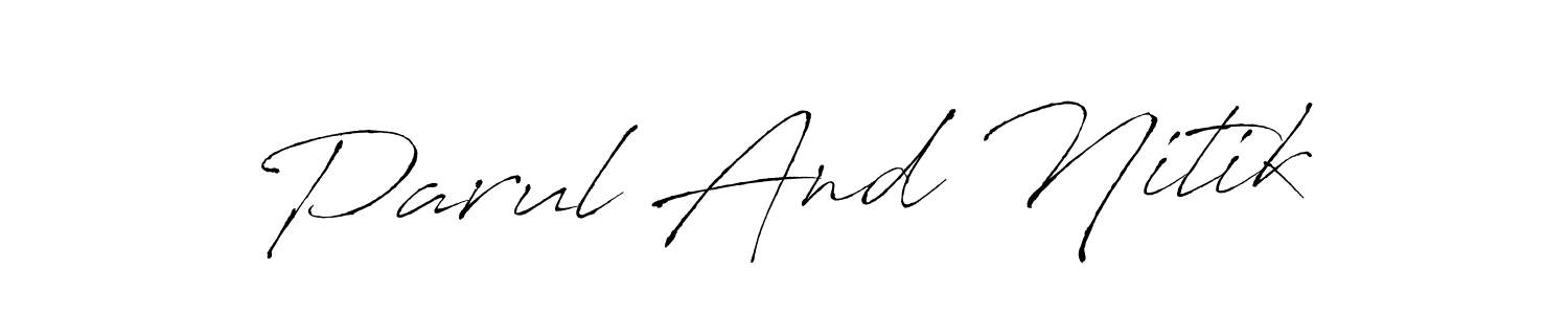 The best way (Antro_Vectra) to make a short signature is to pick only two or three words in your name. The name Parul And Nitik include a total of six letters. For converting this name. Parul And Nitik signature style 6 images and pictures png