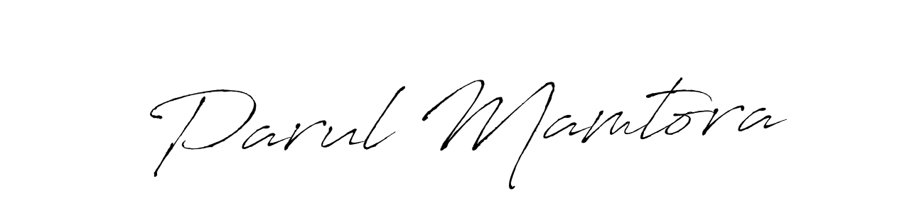 How to make Parul Mamtora name signature. Use Antro_Vectra style for creating short signs online. This is the latest handwritten sign. Parul Mamtora signature style 6 images and pictures png