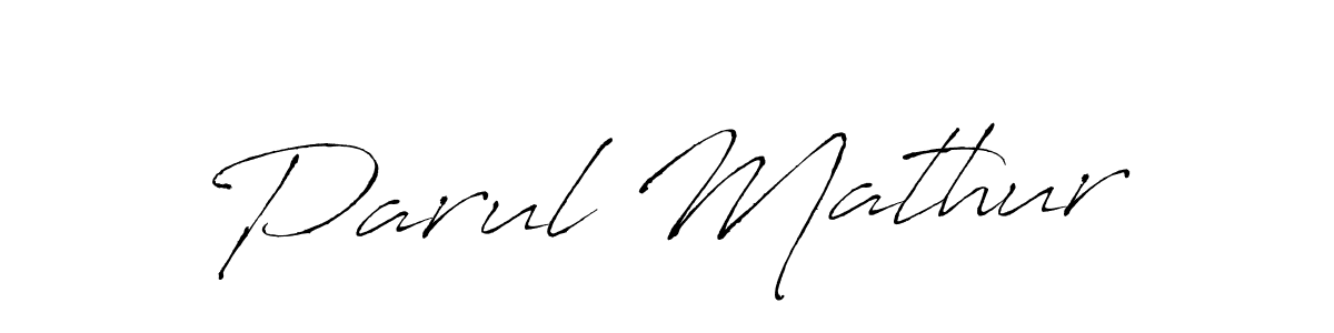 How to make Parul Mathur name signature. Use Antro_Vectra style for creating short signs online. This is the latest handwritten sign. Parul Mathur signature style 6 images and pictures png