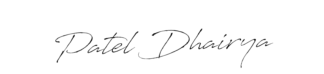 How to make Patel Dhairya name signature. Use Antro_Vectra style for creating short signs online. This is the latest handwritten sign. Patel Dhairya signature style 6 images and pictures png
