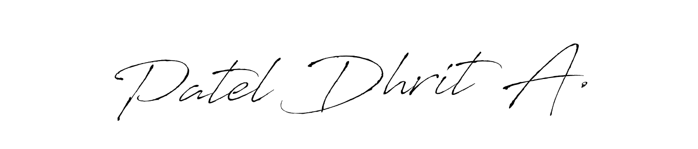 The best way (Antro_Vectra) to make a short signature is to pick only two or three words in your name. The name Patel Dhrit A. include a total of six letters. For converting this name. Patel Dhrit A. signature style 6 images and pictures png