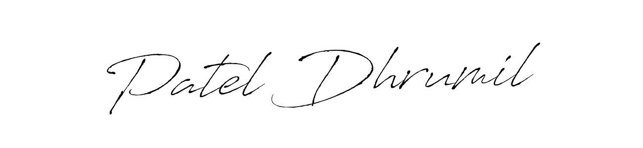 How to make Patel Dhrumil name signature. Use Antro_Vectra style for creating short signs online. This is the latest handwritten sign. Patel Dhrumil signature style 6 images and pictures png