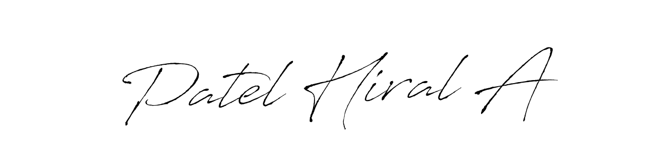 The best way (Antro_Vectra) to make a short signature is to pick only two or three words in your name. The name Patel Hiral A include a total of six letters. For converting this name. Patel Hiral A signature style 6 images and pictures png
