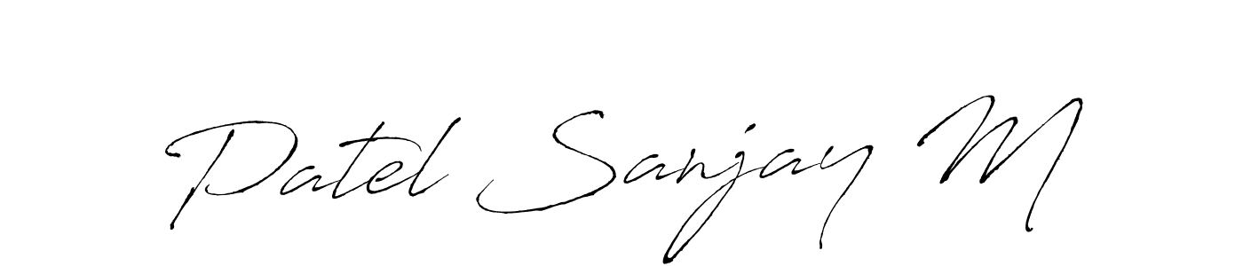 How to make Patel Sanjay M name signature. Use Antro_Vectra style for creating short signs online. This is the latest handwritten sign. Patel Sanjay M signature style 6 images and pictures png