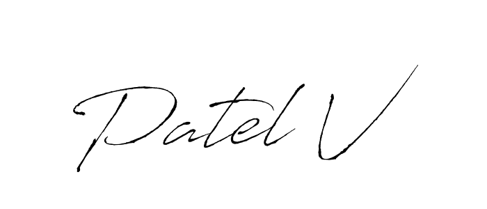 How to make Patel V signature? Antro_Vectra is a professional autograph style. Create handwritten signature for Patel V name. Patel V signature style 6 images and pictures png