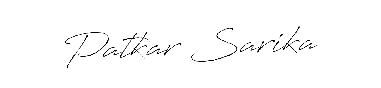 The best way (Antro_Vectra) to make a short signature is to pick only two or three words in your name. The name Patkar Sarika include a total of six letters. For converting this name. Patkar Sarika signature style 6 images and pictures png