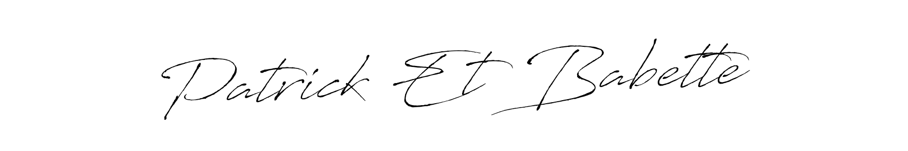 Similarly Antro_Vectra is the best handwritten signature design. Signature creator online .You can use it as an online autograph creator for name Patrick Et Babette. Patrick Et Babette signature style 6 images and pictures png