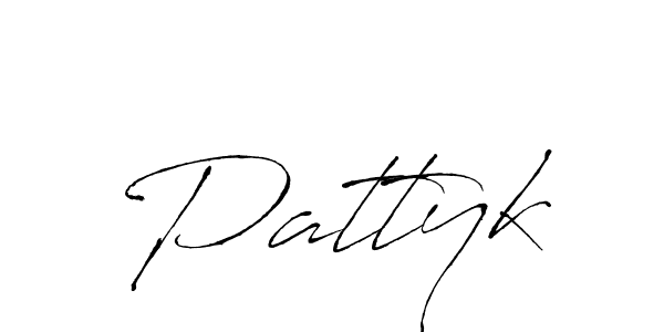 You should practise on your own different ways (Antro_Vectra) to write your name (Pattyk) in signature. don't let someone else do it for you. Pattyk signature style 6 images and pictures png