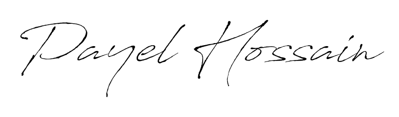 A sleek calligraphic signature for name Payel Hossain utilizing Antro_Vectra styling. Great for adding personal signatures to photos and art. Payel Hossain signature style 6 images and pictures png