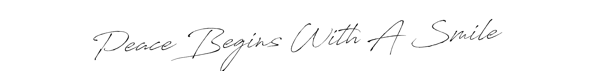 It looks lik you need a new signature style for name Peace Begins With A Smile. Design unique handwritten (Antro_Vectra) signature with our free signature maker in just a few clicks. Peace Begins With A Smile signature style 6 images and pictures png