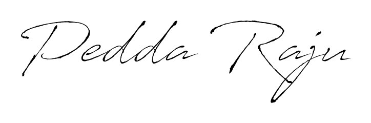 A stylish, flowing autograph style designed for name Pedda Raju using Antro_Vectra typography. Perfect for digital creative projects. Pedda Raju signature style 6 images and pictures png