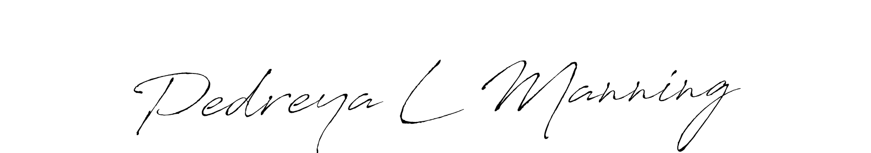 How to make Pedreya L Manning name signature. Use Antro_Vectra style for creating short signs online. This is the latest handwritten sign. Pedreya L Manning signature style 6 images and pictures png