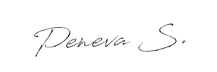 The best way (Antro_Vectra) to make a short signature is to pick only two or three words in your name. The name Peneva S. include a total of six letters. For converting this name. Peneva S. signature style 6 images and pictures png