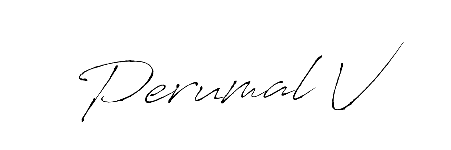 Perumal V stylish signature style. Best Handwritten Sign (Antro_Vectra) for my name. Handwritten Signature Collection Ideas for my name Perumal V. Perumal V signature style 6 images and pictures png