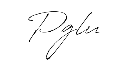 A stylish, flowing autograph style designed for name Pglu using Antro_Vectra typography. Perfect for digital creative projects. Pglu signature style 6 images and pictures png