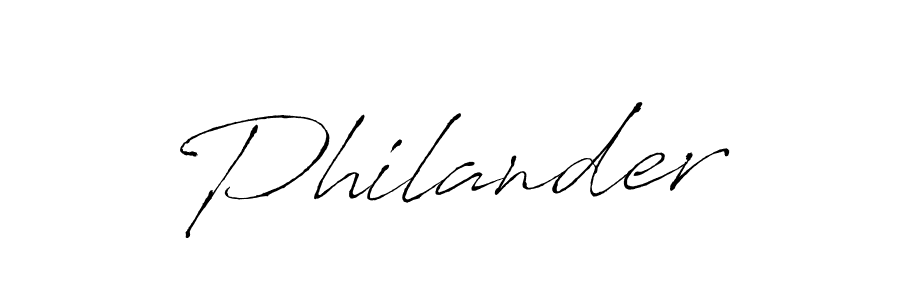 How to make Philander signature? Antro_Vectra is a professional autograph style. Create handwritten signature for Philander name. Philander signature style 6 images and pictures png