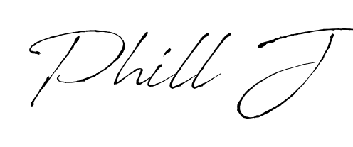 Personalize your online presence with Phill J signature rendered in elegant Antro_Vectra font. Great for website footers and blogs. Phill J signature style 6 images and pictures png