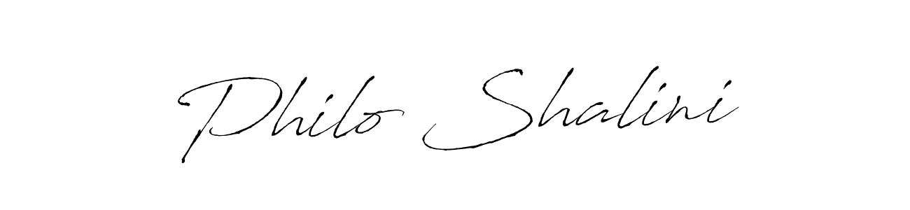 How to make Philo Shalini name signature. Use Antro_Vectra style for creating short signs online. This is the latest handwritten sign. Philo Shalini signature style 6 images and pictures png