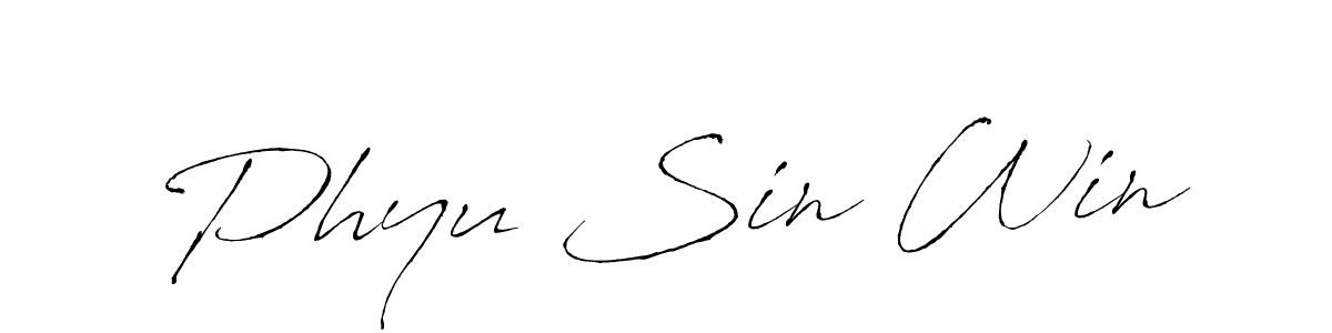 The best way (Antro_Vectra) to make a short signature is to pick only two or three words in your name. The name Phyu Sin Win include a total of six letters. For converting this name. Phyu Sin Win signature style 6 images and pictures png