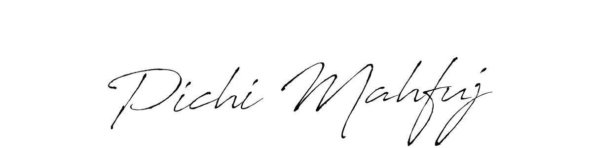 Similarly Antro_Vectra is the best handwritten signature design. Signature creator online .You can use it as an online autograph creator for name Pichi Mahfuj. Pichi Mahfuj signature style 6 images and pictures png