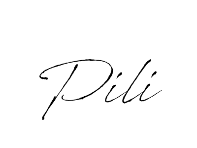 Make a beautiful signature design for name Pili. With this signature (Antro_Vectra) style, you can create a handwritten signature for free. Pili signature style 6 images and pictures png