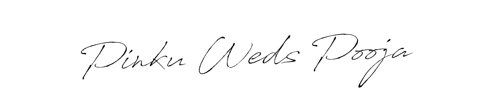 How to make Pinku Weds Pooja name signature. Use Antro_Vectra style for creating short signs online. This is the latest handwritten sign. Pinku Weds Pooja signature style 6 images and pictures png