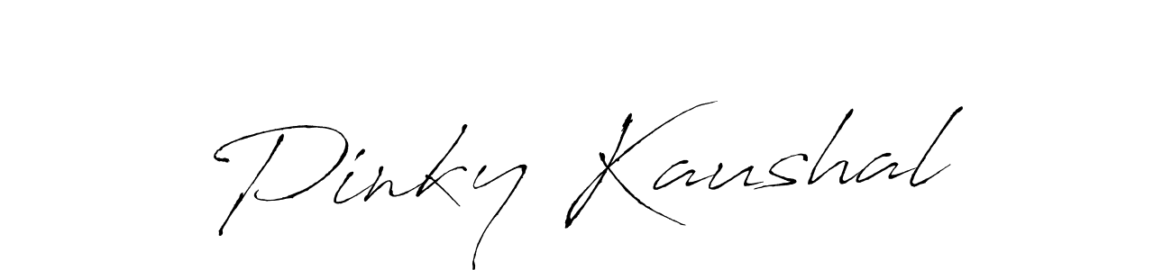 How to make Pinky Kaushal name signature. Use Antro_Vectra style for creating short signs online. This is the latest handwritten sign. Pinky Kaushal signature style 6 images and pictures png