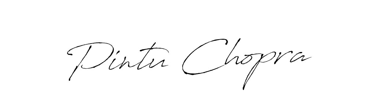 The best way (Antro_Vectra) to make a short signature is to pick only two or three words in your name. The name Pintu Chopra include a total of six letters. For converting this name. Pintu Chopra signature style 6 images and pictures png